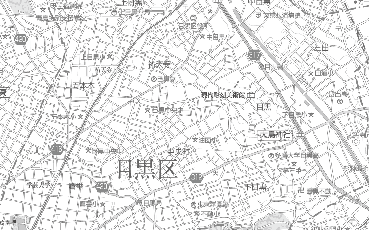 C東京目黒区1/25000白地図ダウンロード販売 | 地図素材
