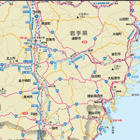 県別マップ　B岩手県地図ダウンロード販売