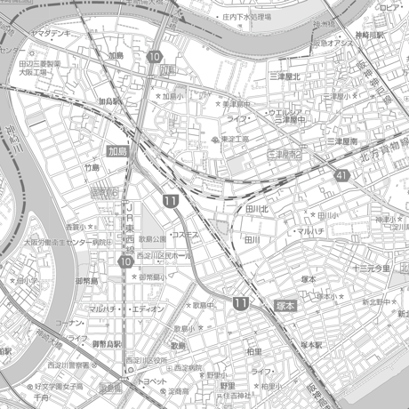 C大阪市淀川区1／25,000白地図タウンロード販売