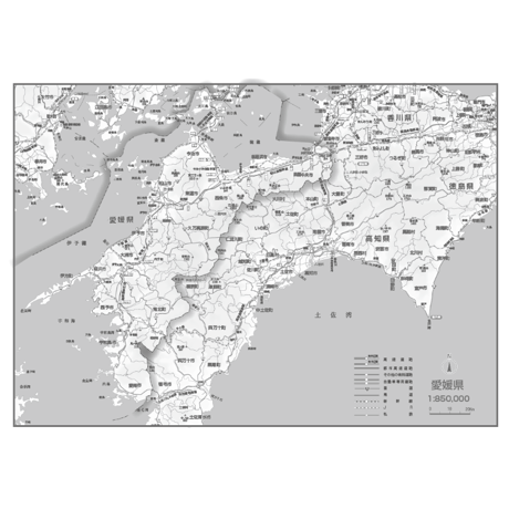 県別マップ　C愛媛県白地図ダウンロード販売