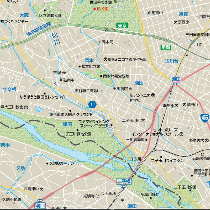 B東京都世田谷区1/25000地図ダウンロード販売 | 地図素材
