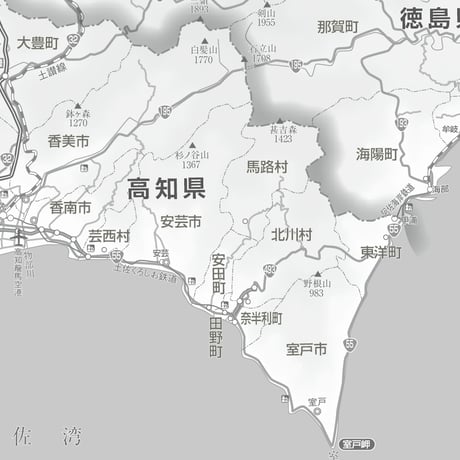 県別マップ　C高知県白地図ダウンロード販売