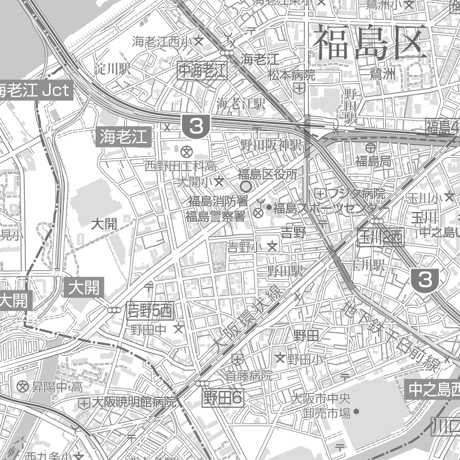C大阪市福島区1／25,000白地図タウンロード販売