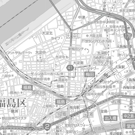 C大阪市北区1／25,000白地図タウンロード販売