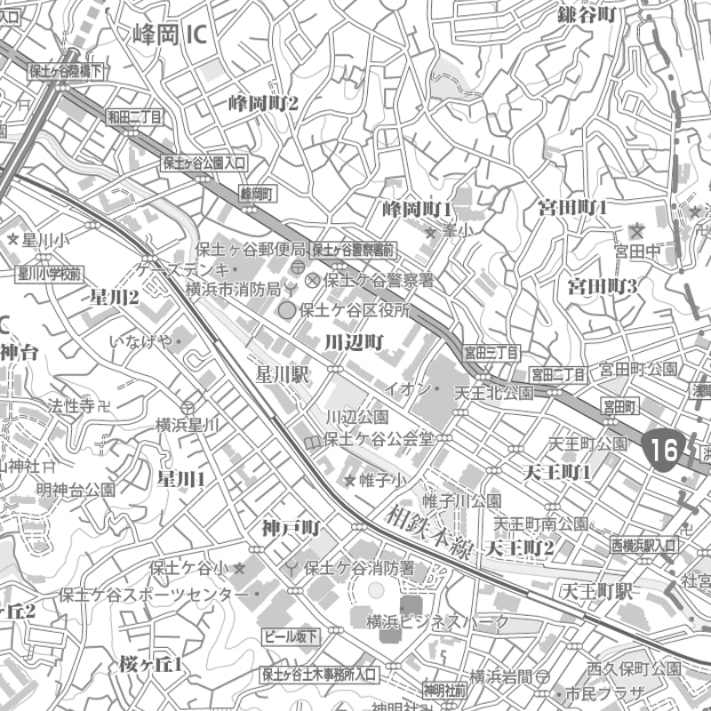 C横浜市保土ヶ谷区白地図1/25000タウンロード販売 | 地図素材