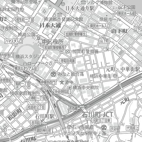 C横浜市中区白地図1/25000タウンロード販売
