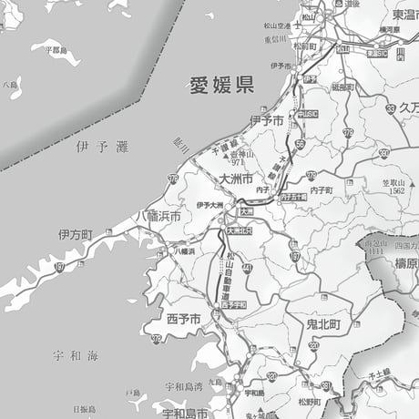 県別マップ　C愛媛県白地図ダウンロード販売