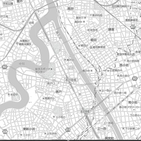 C東京都葛飾区1/25000白地図ダウンロード販売