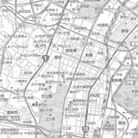 C東京都港区1/25000白地図ダウンロード販売