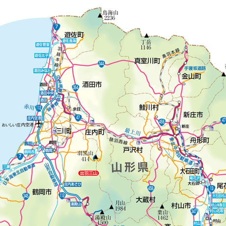 県別マップ　A県境カット山形県地図ダウンロード販売