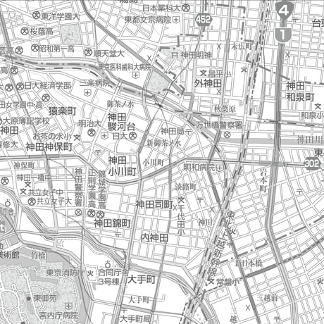 C東京都千代田区1/25000白地図ダウンロード販売