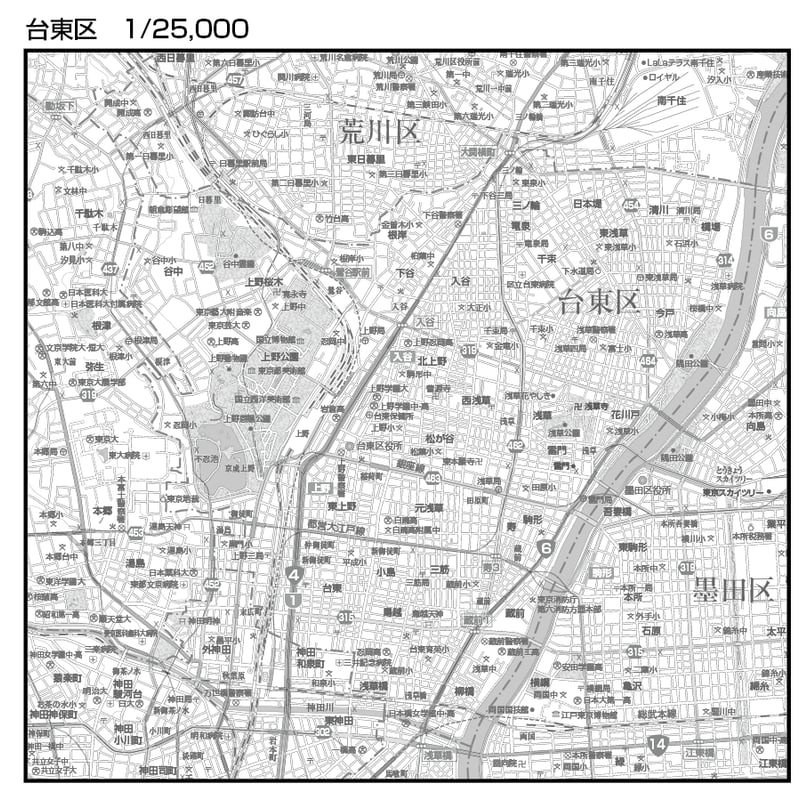 C東京都台東区1/25000白地図ダウンロード販売 | 地図素材