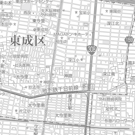 C大阪市東成区1／25,000白地図タウンロード販売