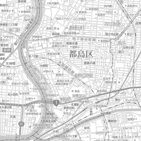 C大阪市都島区1／25,000白地図タウンロード販売