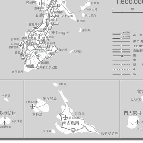 C地方別マップ　沖縄地方白地図ダウンロード販売