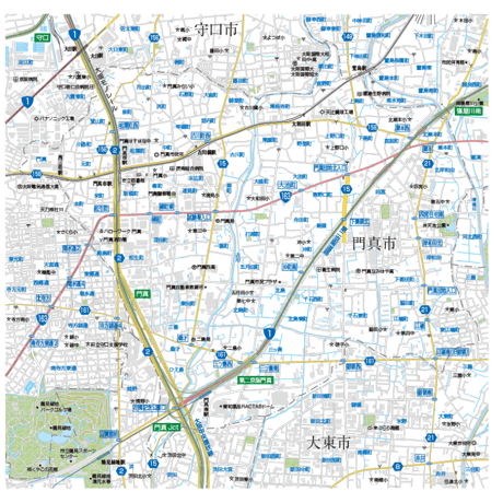 A門真市1／25,000 PDF地図タウンロード販売
