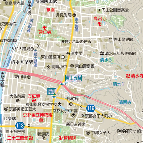 B京都区別東山区1／25,000PDF地図タウンロード販売