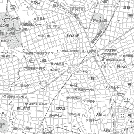 C東京目黒区1/25000白地図ダウンロード販売