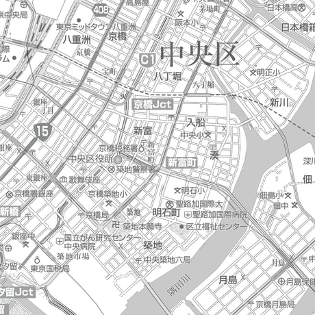 C東京中央区1/25000白地図ダウンロード販売