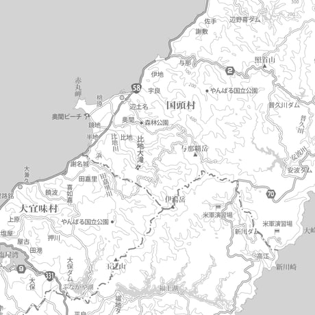 Cタイプ沖縄県本島詳細白地図1/200000タウンロード販