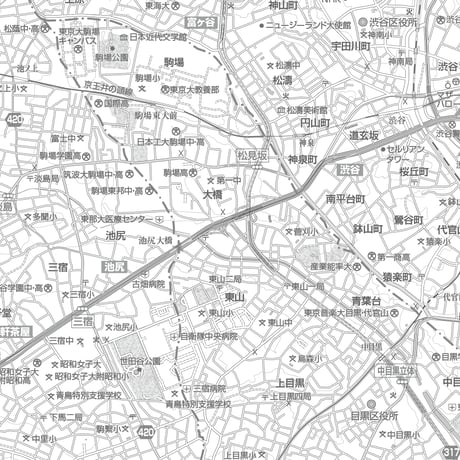 C東京目黒区1/25000白地図ダウンロード販売