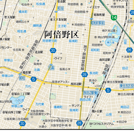 B大阪市阿倍野区1／25,000地図タウンロード販売