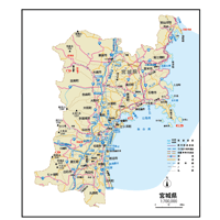県別マップ　B県境カット宮城県地図ダウンロード販売