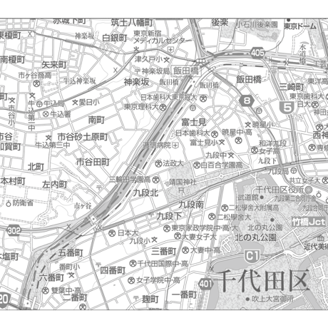 C東京都千代田区1/25000白地図ダウンロード販売
