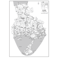 県別マップ　C県境カット兵庫県白地図ダウンロード販売