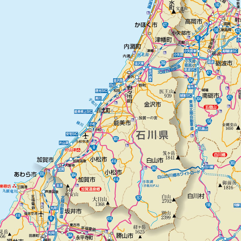 県別マップ B石川県地図ダウンロード販売 | 地図素材