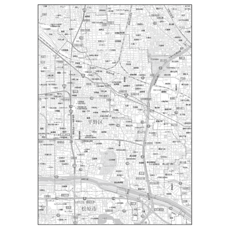 C大阪市平野区1／25,000白地図タウンロード販売