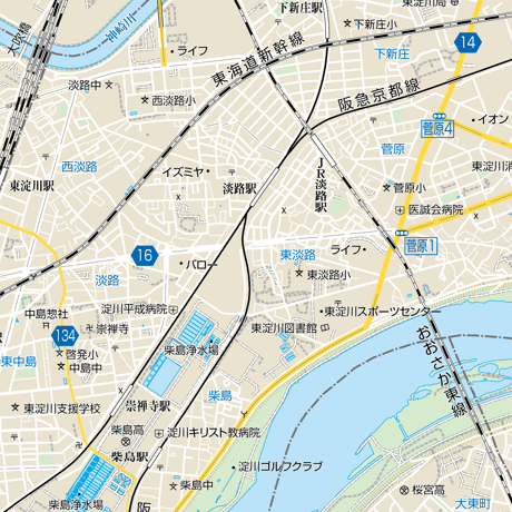B大阪市東淀川区1／25,000地図タウンロード販売