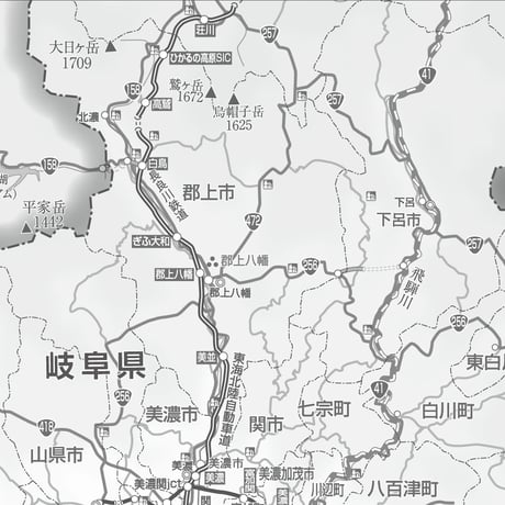 県別マップ　C岐阜県白地図ダウンロード販売