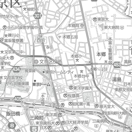 C東京文京区1/25000白地図ダウンロード販売