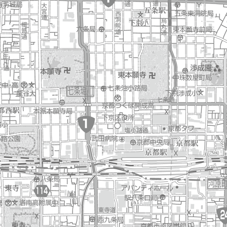 C京都区別下京区白地図1／25,000PDFタウンロード販売