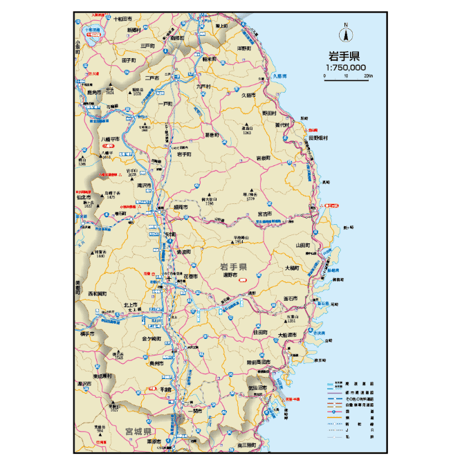 県別マップ　B岩手県地図ダウンロード販売