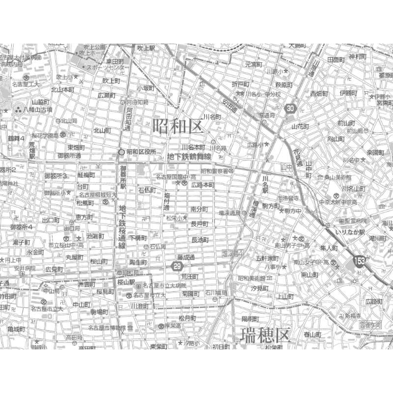 C名古屋市昭和区白図1/25000PDFタウンロード販売 | 地図素材