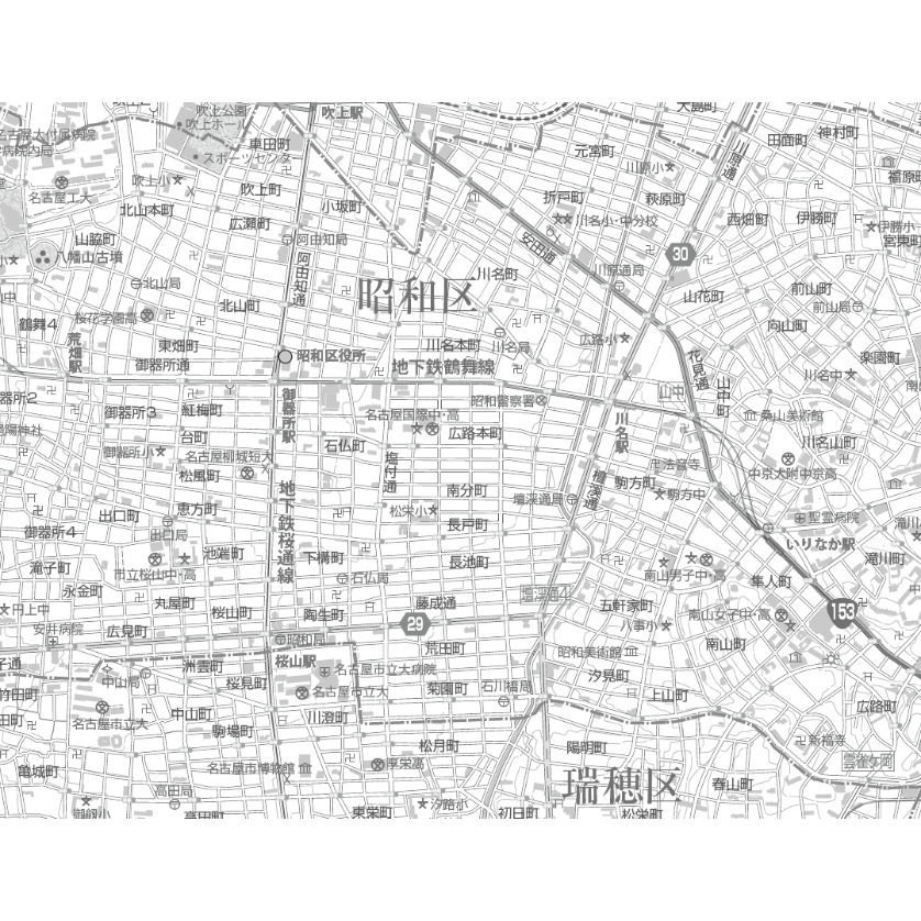 C名古屋市昭和区白図1/25000PDFタウンロード販売 | 地図素材