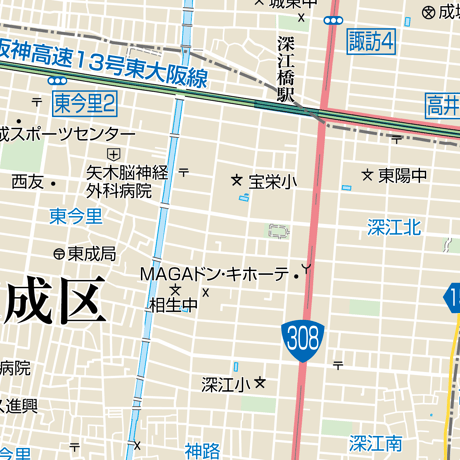 B大阪市東成区1／25,000地図タウンロード販売