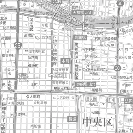 C大阪市中央区1／25,000白地図タウンロード販売