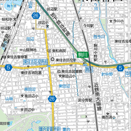 A大阪市東住吉区1／25,000地図タウンロード販売