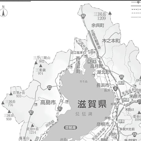 県別マップ　C県境カット滋賀県白地図ダウンロード販売