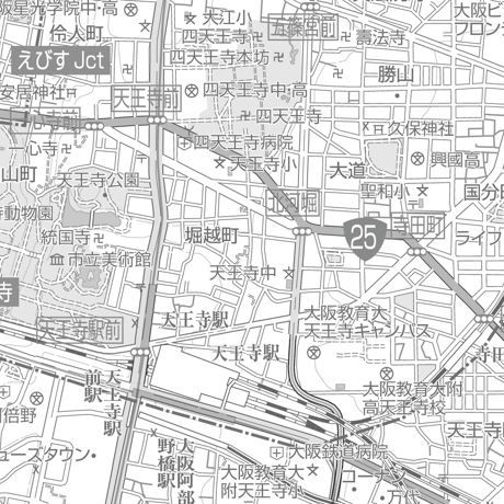 C大阪市天王寺区1／25,000白地図タウンロード販売