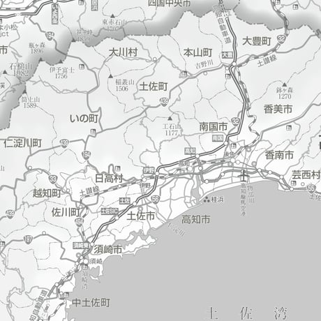 県別マップ　C高知県白地図ダウンロード販売