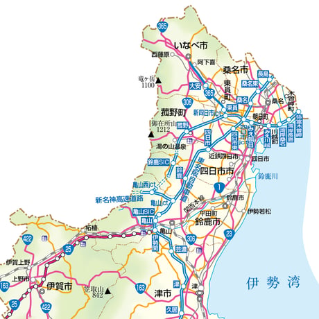 県別マップ　A県境カット三重県地図ダウンロード販売