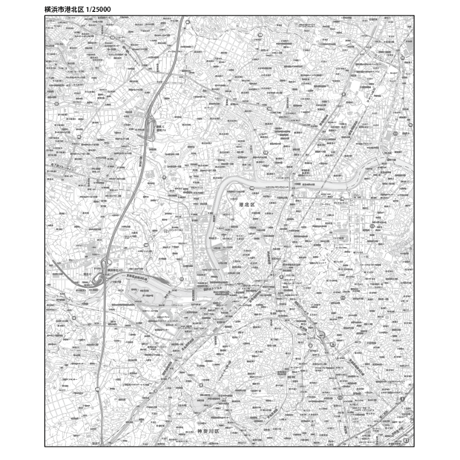 C横浜市港北区白地図1/25000タウンロード販売
