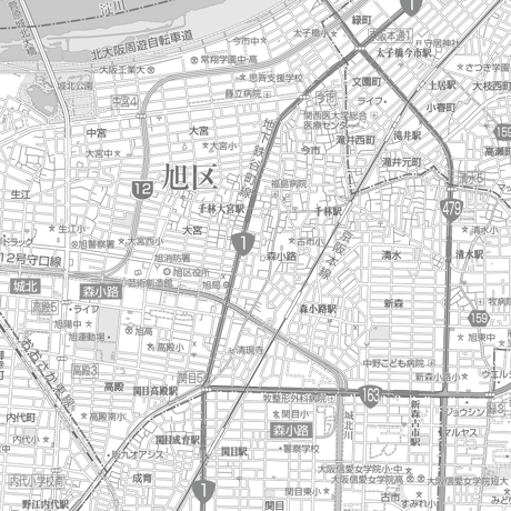 C大阪市旭区1／25,000白地図タウンロード販売