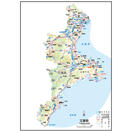 県別マップ　A県境カット三重県地図ダウンロード販売
