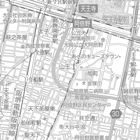 C大阪市阿倍野区1／25,000白地図タウンロード販売