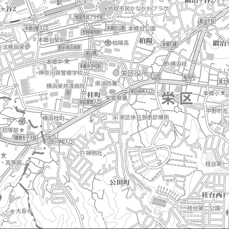 C横浜市栄区白地図1/25000タウンロード販売